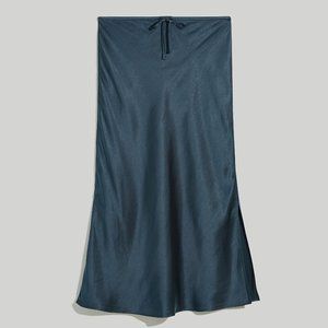 NWOT Madewell Drawstring Midi Slip Skirt Size 2 Smoky Spruce